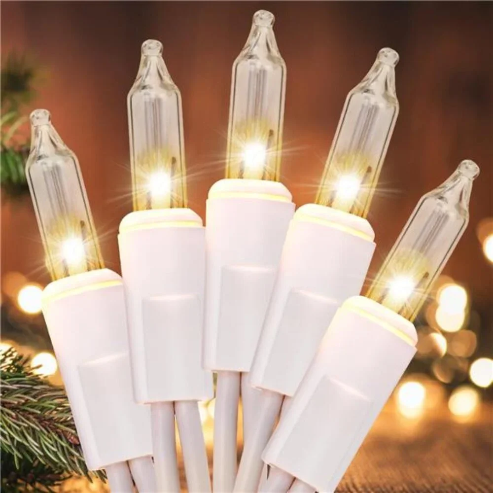 Christmas String Lights 100 Count Warm White Clear Wire Indoor Outdoor Decor